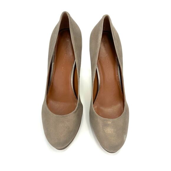 Banana Republic Kristen Stiletto Pumps Sz 10 Taupe Metallic Leather Platform New - Picture 10 of 14